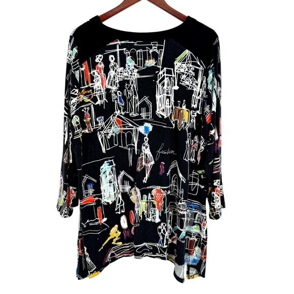 Ali Miles Plus Size 2X Wearable Art City Fashion Scene Artsy Blouse Shirt Top - Picture 7 of 7